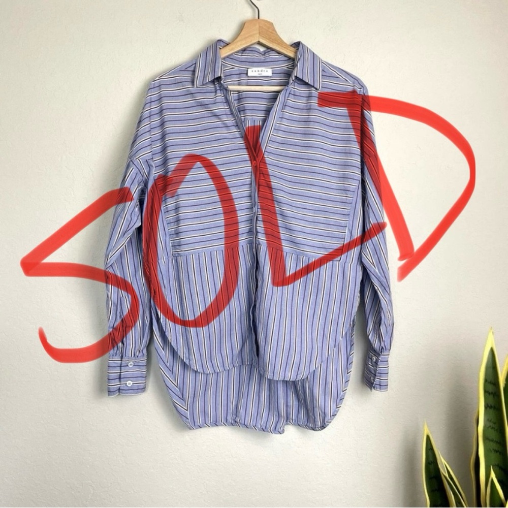 Sandro Blue/Purple Oversized Striped Button Down